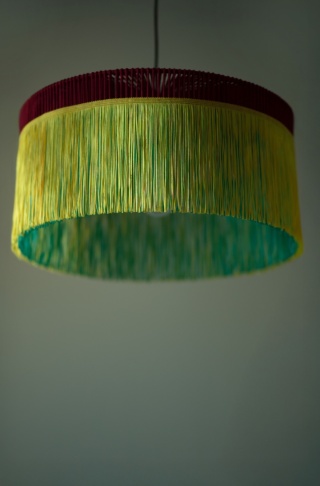 Lampa wisząca LIPSTA 1 z frędzlami zielona