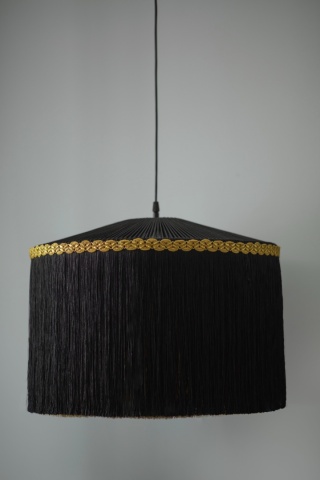 Lampa wisząca LIPSTA 2 z frędzlami czarno złota