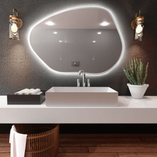 Lustro STAIN I 100 x 72 cm nieregularne podświetlane LED do łazienki