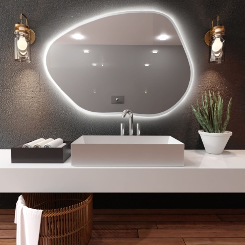 Lustro STAIN I 100 x 72 cm nieregularne podświetlane LED do łazienki