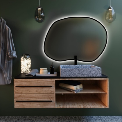 Lustro STAIN II LED - 50 × 36 cm, nieregularne