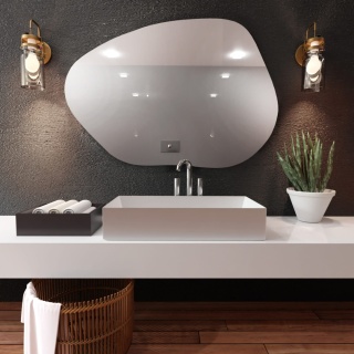 Lustro STAIN I 80 x 57 cm nieregularne podświetlane LED do łazienki