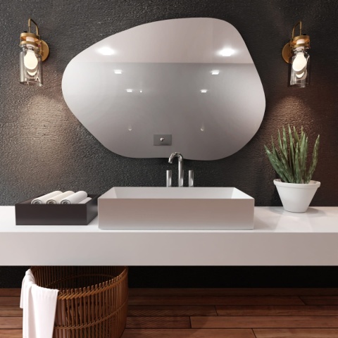 Lustro STAIN I 80 x 57 cm nieregularne podświetlane LED do łazienki
