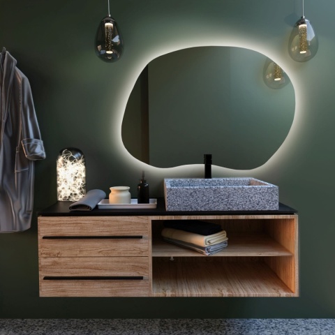 Lustro STAIN II 60 x 43 cm podświetlane LED nieregularne do łazienki