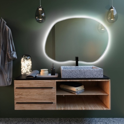 Lustro STAIN II LED - 70 × 50 cm, nieregularne
