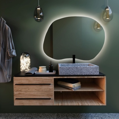 Lustro STAIN II LED - 100 × 70 cm, nieregularne