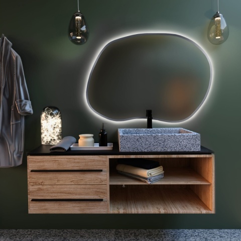 Lustro STAIN II 100 x 70 cm podświetlane LED nieregularne do łazienki