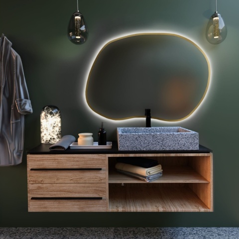 Lustro STAIN II 100 x 70 cm podświetlane LED nieregularne do łazienki