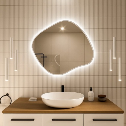 Lustro STAIN III LED - 90 × 77 cm, nieregularne