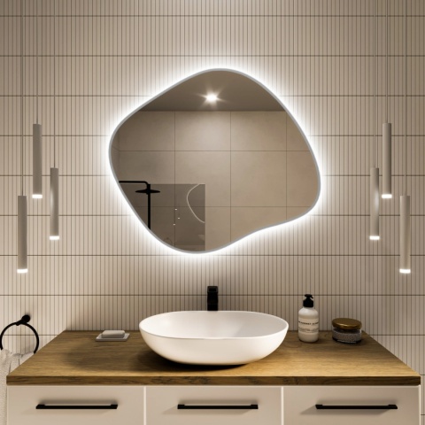 Lustro STAIN III 90 x 77 cm podświetlane LED nieregularne do łazienki
