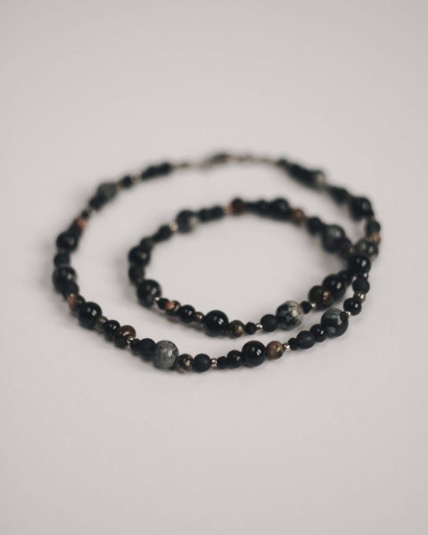 Naszyjnik koralikowy COLD BREW 41 cm unisex czarny