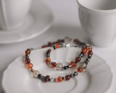 Naszyjnik koralikowy ESPRESSO TONIC 40 cm unisex brązowy