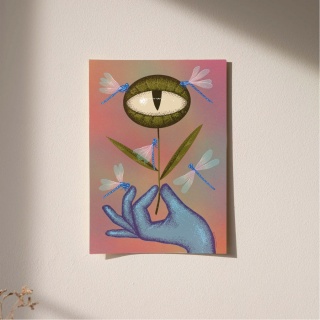 Plakat Soft With Dragonfiles A4 mat kolorowy