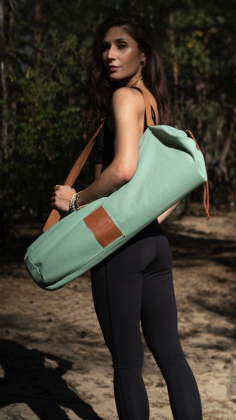 Pokrowiec na matę do jogi z bawełny SAGE Mint