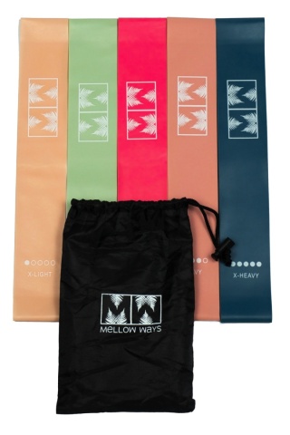 Zestaw krótkich gum oporowych do treningu w woreczku 5 sztuk