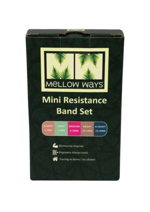 Zestaw krótkich gum oporowych do treningu w woreczku 5 sztuk