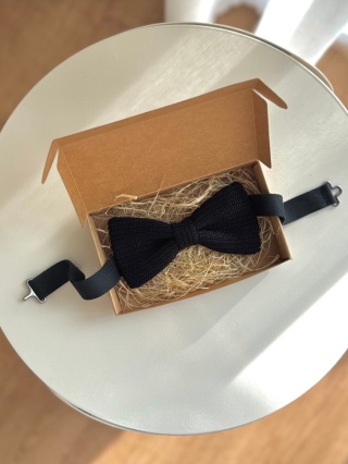 Muszka męska szydełkowa bawełniana czarna