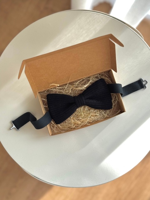 Muszka męska szydełkowa bawełniana czarna