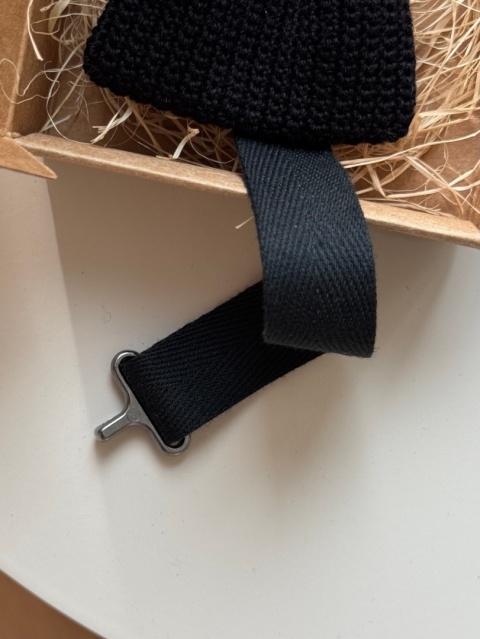 Muszka męska szydełkowa bawełniana czarna