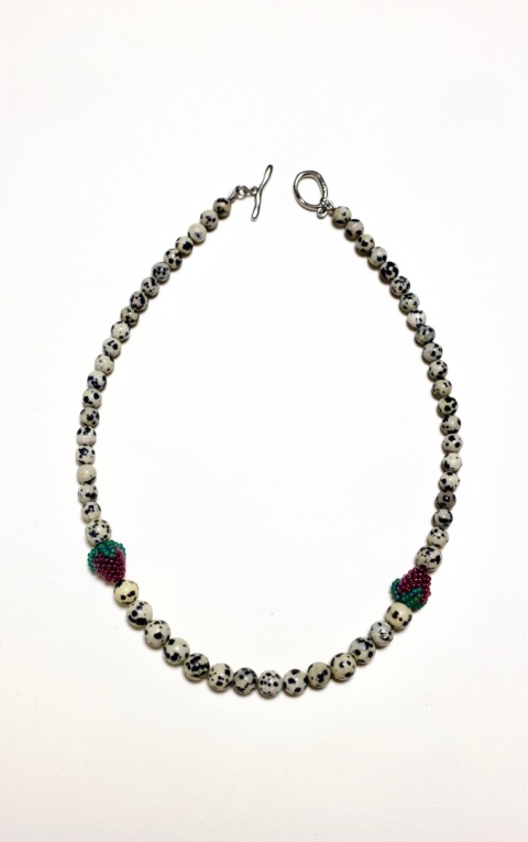 Naszyjnik damski DALMATYŃSKIE JEŻYNY biało czarny