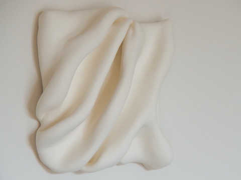 Rzeźba ścienna 31 x 31 cm Folds No.2 obraz strukturalny biały