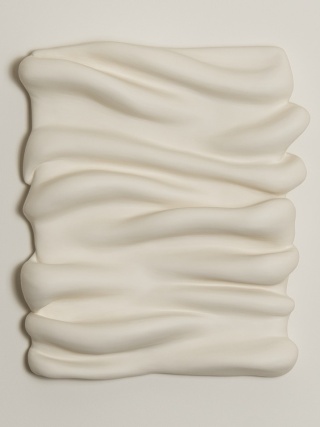 Rzeźba ścienna 43 x 33 cm Folds No.3 obraz strukturalny biały
