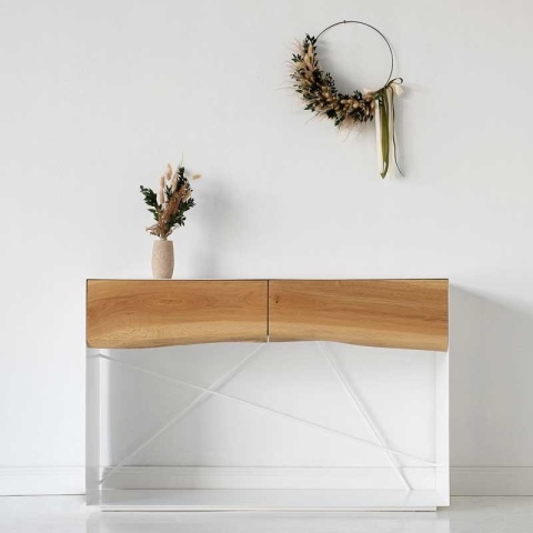 Konsola ARBOR 120 x 40 cm lity dąb i metal