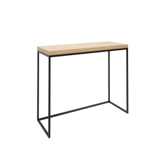 Konsola łazienkowa ANDREA 75 x 35 x 75 cm czarna z drewnianym blatem