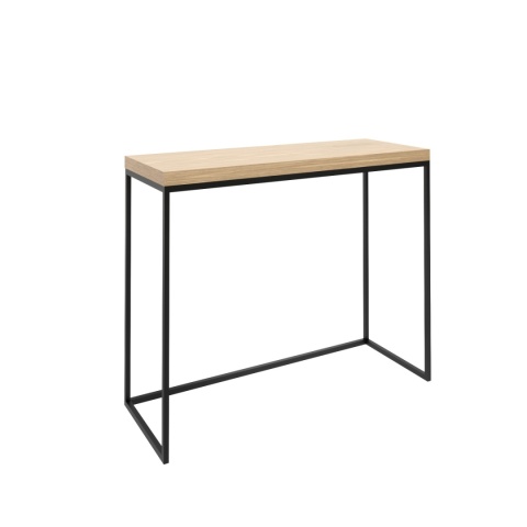 Konsola łazienkowa ANDREA 75 x 35 x 75 cm czarna z drewnianym blatem