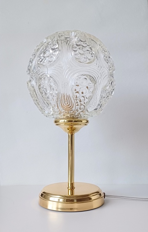 Lampa stołowa z mosiądzu z kloszem vintage CLARA 001 złota