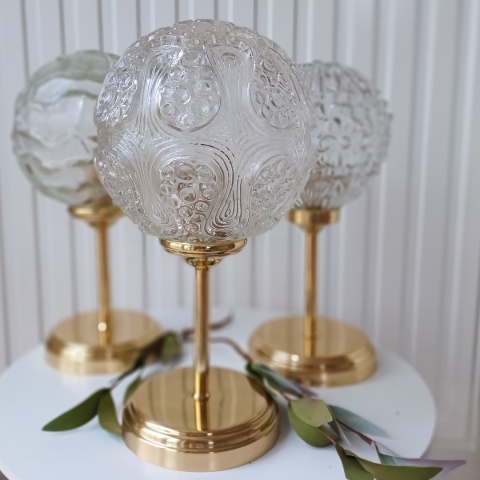 Lampa stołowa z mosiądzu z kloszem vintage CLARA 001 złota