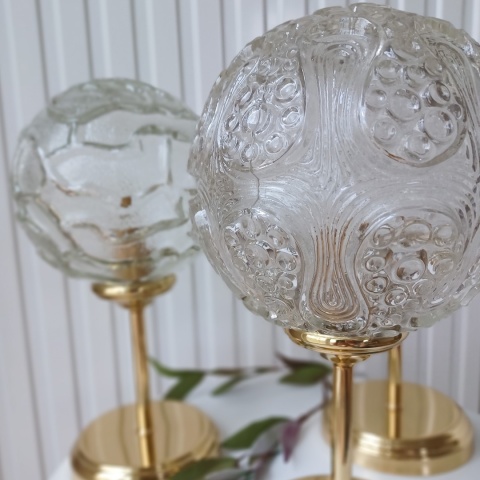 Lampa stołowa z mosiądzu z kloszem vintage CLARA 001 złota