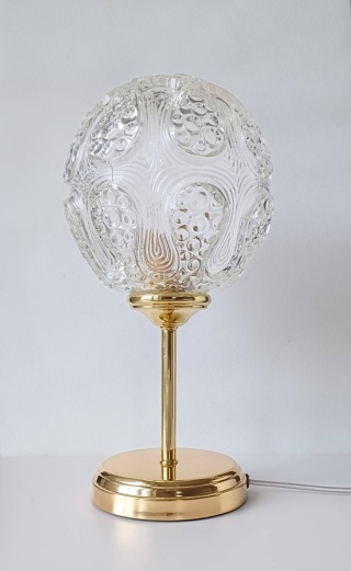 Lampa stołowa z mosiądzu z kloszem vintage CLARA 001 złota