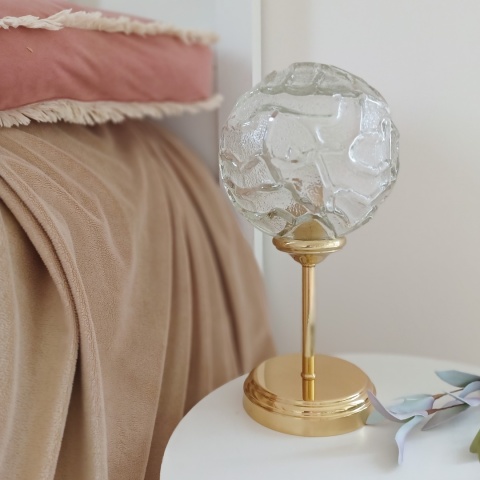 Lampa stołowa z mosiądzu z kloszem vintage CLARA 006 złota