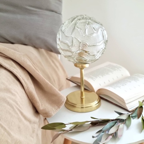 Lampa stołowa z mosiądzu z kloszem vintage CLARA 006 złota