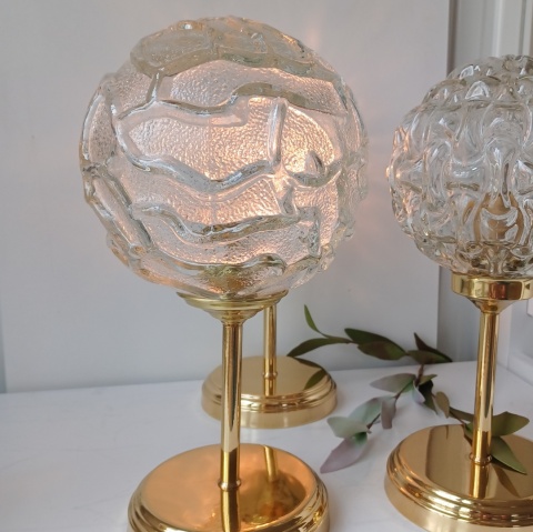 Lampa stołowa z mosiądzu z kloszem vintage CLARA 006 złota