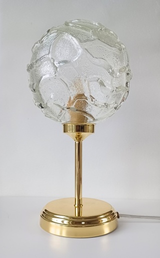 Lampa stołowa z mosiądzu z kloszem vintage CLARA 006 złota