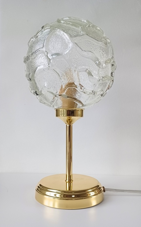 Lampa stołowa z mosiądzu z kloszem vintage CLARA 006 złota