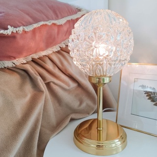 Lampa stołowa z mosiądzu z kloszem vintage CLARA 007 złota