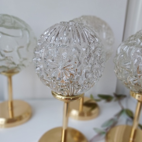 Lampa stołowa z mosiądzu z kloszem vintage CLARA 007 złota