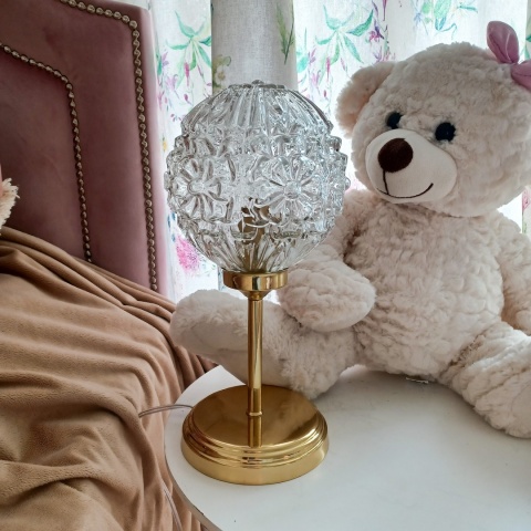 Lampa stołowa z mosiądzu z kloszem vintage CLARA 007 złota