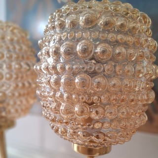 Lampa stołowa z mosiądzu z kloszem vintage CLARA 016 złota