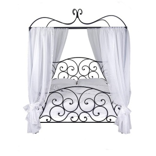 Łóżko metalowe MERIDAN 180 x 200 cm z baldachimem czarne