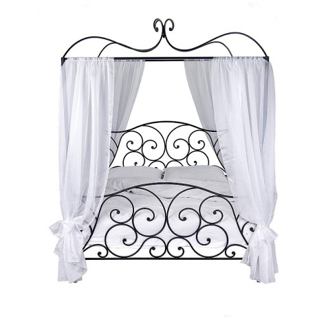 Łóżko metalowe MERIDAN 180 x 200 cm z baldachimem czarne