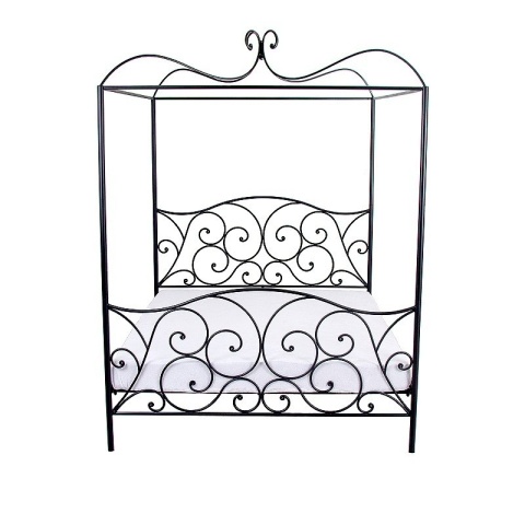 Łóżko metalowe MERIDAN 180 x 200 cm z baldachimem czarne