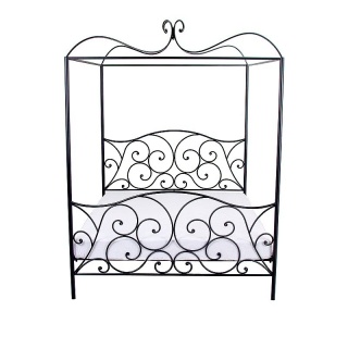 Łóżko metalowe MERIDAN 140 x 200 cm z baldachimem czarne