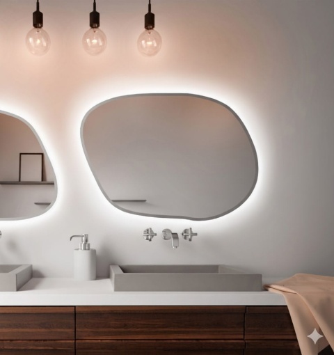 Lustro STAIN IV 70 x 50 cm podświetlane LED obłe nieregularne do łazienki