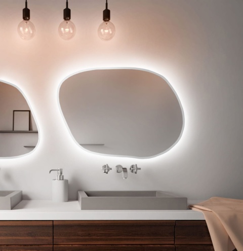 Lustro STAIN IV 80 x 57 cm podświetlane LED obłe nieregularne do łazienki