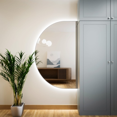 Lustro Tiny Border Semi Round LED 80 x 60 cm podświetlone