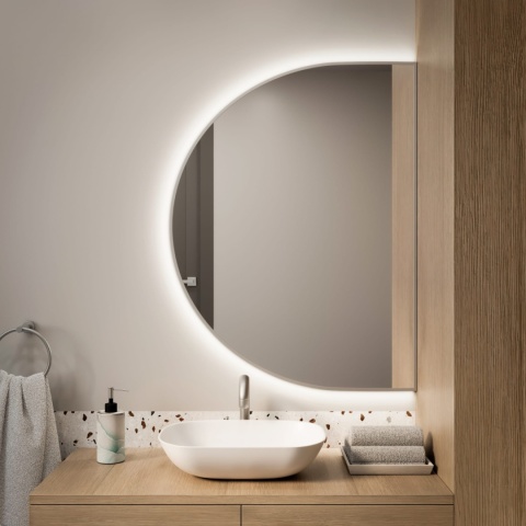 Lustro Tiny Border Semi Round LED 90 x 65 cm podświetlone